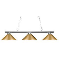 Z-Lite Sharp Shooter 3 Light Billiard, Steel Frame, Satin Gold Shade Color