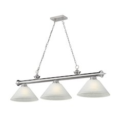 Z-Lite Cordon 3 Light Billiard, Steel Frame, White Linen Shade Color