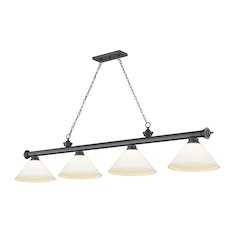 Z-Lite Cordon 4 Light Billiard, Steel Frame, Matte Opal Shade Color