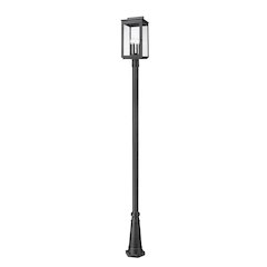 Z-Lite Hartwell 4 Light Outdoor Post Mounted Fixture in Sand Black color