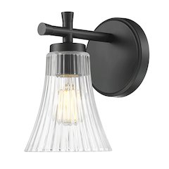 Z-Lite Belle 1 Light Wall Sconce in Matte Black color, Steel frame