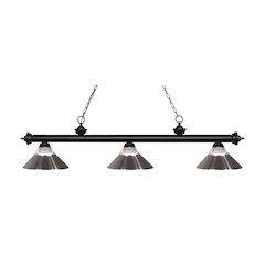 Z-Lite Riviera 3 Light Billiard, Clear Ribbed + Brushed Nickel Shade Color
