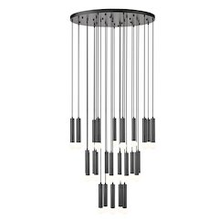 Z-Lite Stari 27 Light Chandelier in Matte Black color, Steel frame
