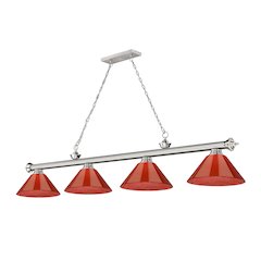 Z-Lite Cordon 4 Light Billiard, Steel Frame, Red Shade Color