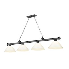 Z-Lite Cordon 4 Light Billiard, Steel Frame, White Shade Color