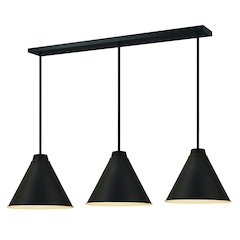 Z-Lite 3 Light Pendant, Matte Black Frame Finish