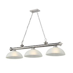 Z-Lite Cordon 3 Light Billiard, Steel Frame, White Linen Shade Color