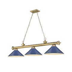 Cordon 3 Light Billiard, Steel Frame, Navy Blue Shade Color