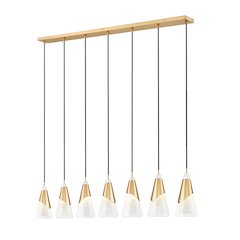 Z-Lite Aimie 7 Light Linear Chandelier, Modern Gold