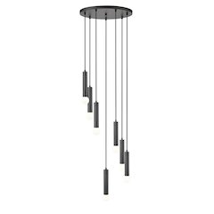 Z-Lite Stari 7 Light Chandelier in Matte Black color, Steel frame
