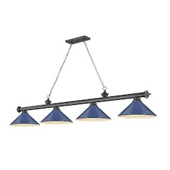 Cordon 4 Light Billiard, Steel Frame, Navy Blue Shade Color