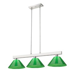 Z-Lite Cobalt 3 Light Billiard, Steel Frame, Green Shade Color