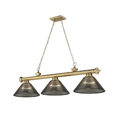Z-Lite Cordon 3 Light Billiard, Steel Frame, Smoke Shade Color