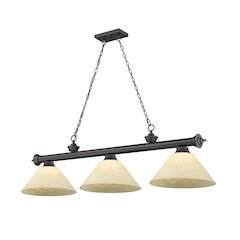 Z-Lite Cordon 3 Light Billiard, Steel Frame, Golden Mottle Shade Color