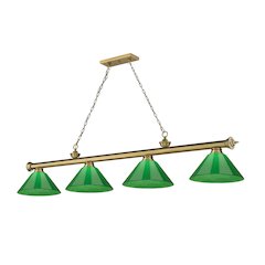 Z-Lite Cordon 4 Light Billiard, Steel Frame, Green Shade Color