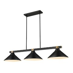 Z-Lite Bronte 3 Light Billiard, Steel Frame, Matte Black Shade Color
