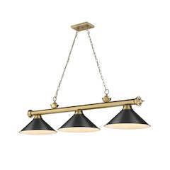 Z-Lite Cordon 3 Light Billiard, Steel Frame, Matte Black Shade Color
