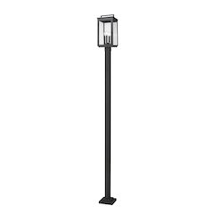 Z-Lite Hartwell 4 Light Outdoor Post Mounted Fixture in Sand Black color