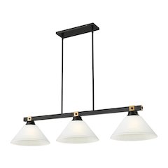 Z-Lite Bronte 3 Light Billiard, Steel Frame, White Linen Shade Color