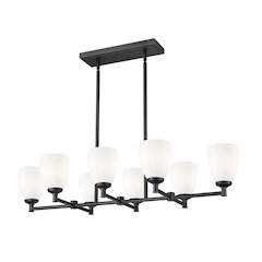 Z-Lite Oren 8 Light Linear Chandelier in Matte Black color, Steel frame