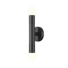 Z-Lite Stari 2 Light Wall Sconce in Matte Black color, Steel frame