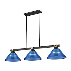 Z-Lite Bronte 3 Light Billiard, Steel Frame, Dark Blue Shade Color