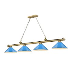 Z-Lite Cordon 4 Light Billiard, Steel Frame, Electric Blue Shade Color