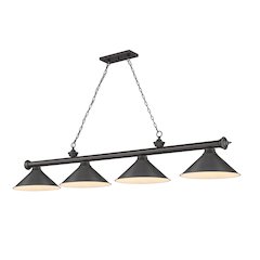 Z-Lite Cordon 4 Light Billiard, Steel Frame, Bronze Shade Color