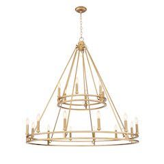 Z-Lite Dennison 18 Light Chandelier in Signature Brass color, Steel frame
