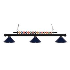 Z-Lite Shark 3 Light Billiard, Steel Frame, Navy Blue Shade Color