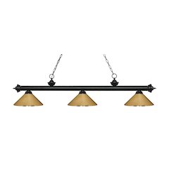Z-Lite Riviera 3 Light Billiard, Steel Frame, Polished Brass Shade Color