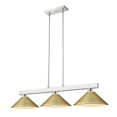 Z-Lite Cobalt 3 Light Billiard, Steel Frame, Satin Gold Shade Color