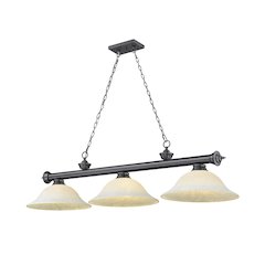 Z-Lite Cordon 3 Light Billiard, Steel Frame, White Mottle Shade Color