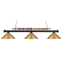 Z-Lite Shark 3 Light Billiard, Steel Frame, Satin Gold Shade Color