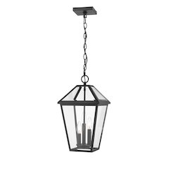 Z-Lite Talbot 3 Light Outdoor Chain Mount Ceiling Fixture, Black