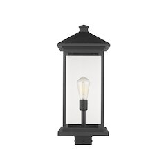 Z-Lite Portland 1 Light Outdoor Post Mount Fixture in Black Frame Finish