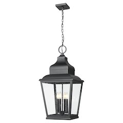 Z-Lite 4 Light Outdoor Chain Mount Ceiling Fixture, Sand Black