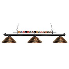 Z-Lite Shark 3 Light Billiard, Steel Frame, Antique Copper Shade Color