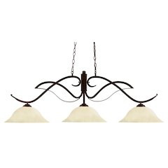 Z-Lite Phoenix 3 Light Billiard, Steel Frame, Golden Mottle Shade Color
