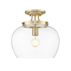 Z-Lite 1 Light Semi Flush Mount, Burnished Brass