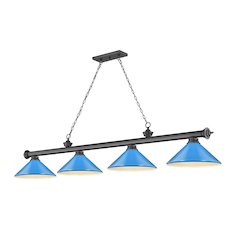 Z-Lite Cordon 4 Light Billiard, Steel Frame, Electric Blue Shade Color