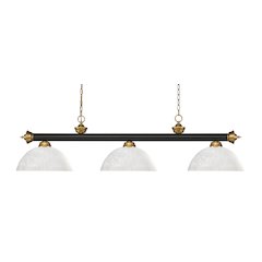 Z-Lite Riviera 3 Light Billiard, Steel Frame, White Linen Shade Color