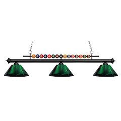 Z-Lite Shark 3 Light Billiard, Steel Frame, Green Shade Color