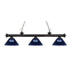 Z-Lite Riviera 3 Light Billiard, Steel Frame, Dark Blue Shade Color