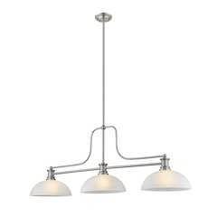Z-Lite Melange 3 Light Billiard, Steel Frame, White Linen Shade Color