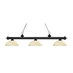 Z-Lite Riviera 3 Light Billiard, Steel Frame, Golden Mottle Shade Color
