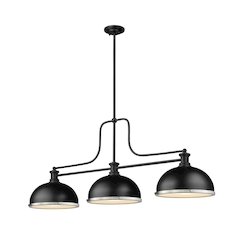 Z-Lite Melange 3 Light Billiard, Matte Black + Brushed Nickel Shade Color