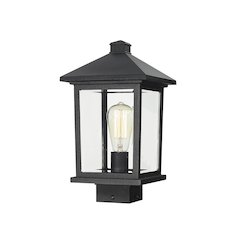 Z-Lite Portland 1 Light Outdoor Post Mount Fixture in Black Frame Finish