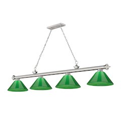 Z-Lite Cordon 4 Light Billiard, Steel Frame, Green Shade Color