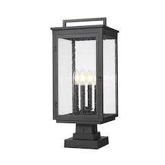 Z-Lite Hartwell 4 Light Outdoor Pier Mounted Fixture in Sand Black color